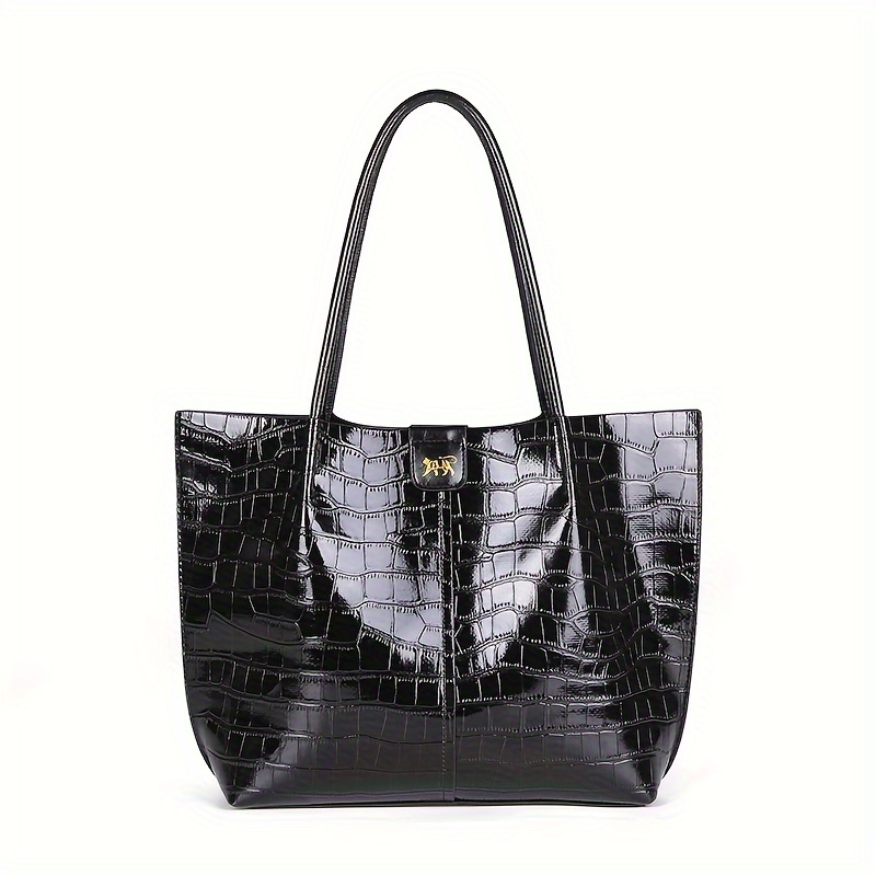 Large Luxury Leather Shoulder Bag Women Tote Bag Black