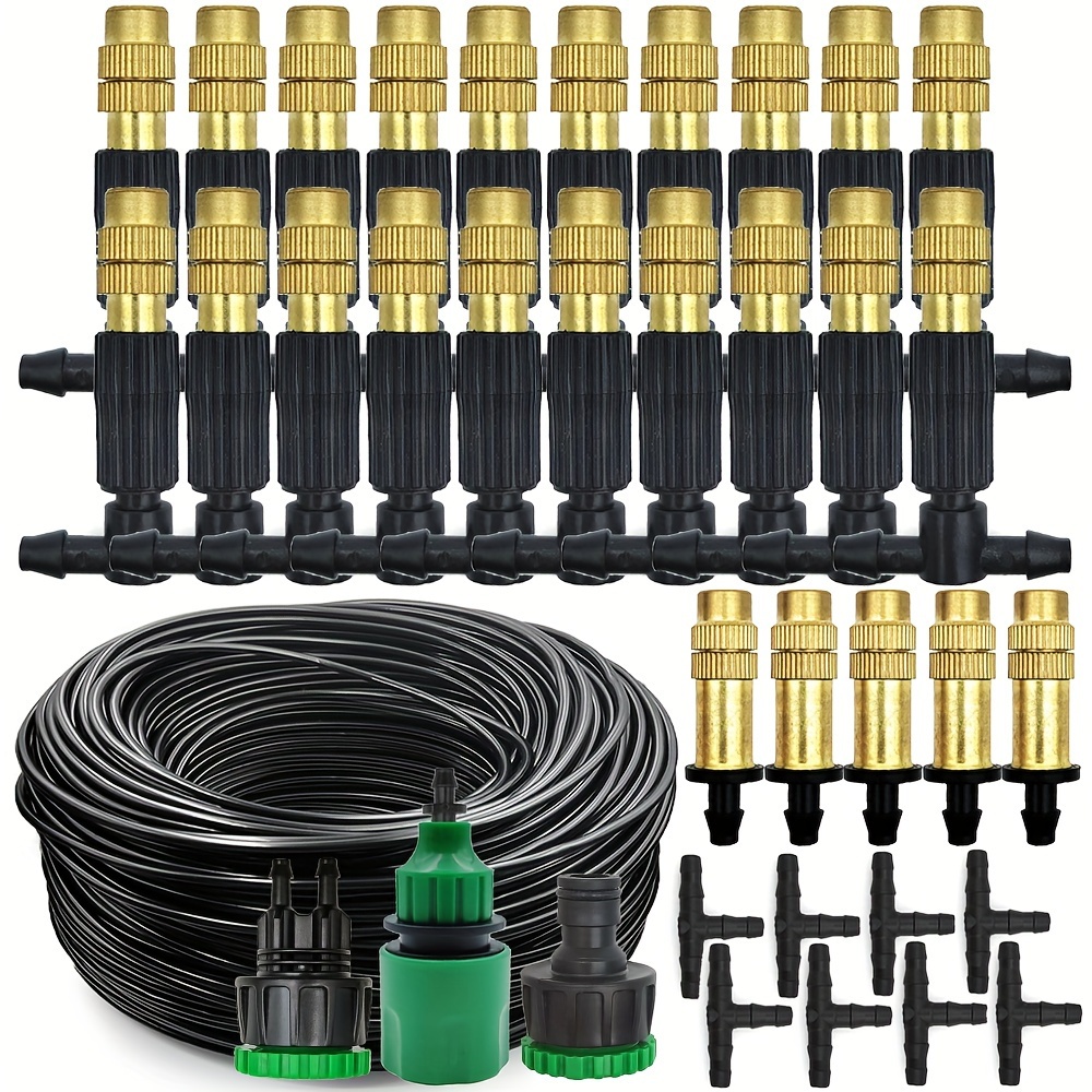 

1 Pack, 5m-30m Outdoor Misting Cooling System Garden Irrigation Watering 1/4'' Brass Atomizer Nozzles 4/7mm Hose For Patio Greenhouse