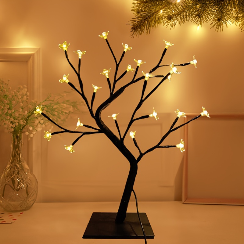 LED Kupferdraht Baum Lampe Weiß Künstlich