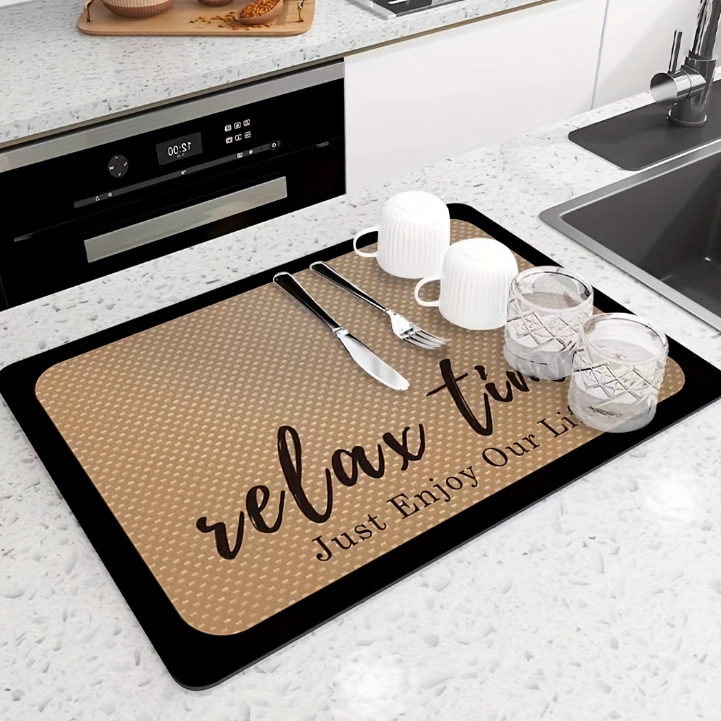 Quick Dry Coffee Mat Non-slip Kitchen Counter Drying Mat Microfiber