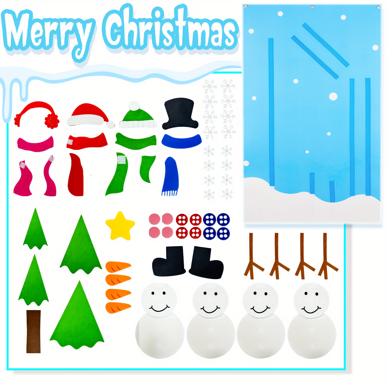 Christmas Tree Double sided Diy Felt Christmas Snowman Set - Temu