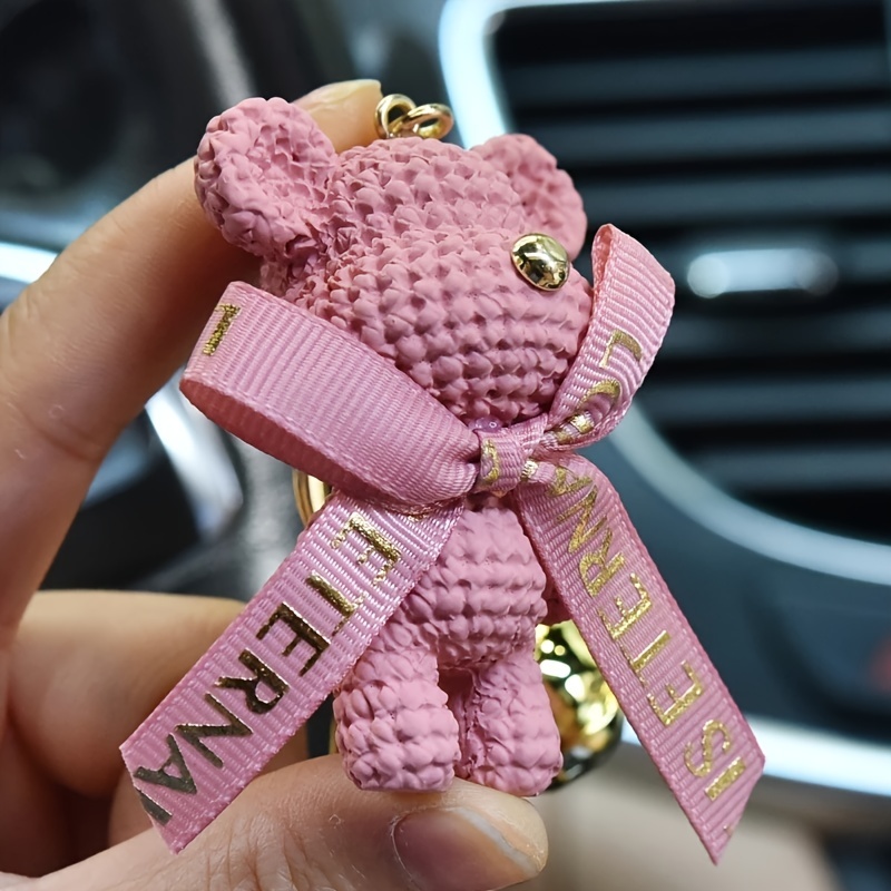 Fashion Cute Bear Doll Resin Key Chain Delicate Braided Rope Keychain  Couple Bag Car Pendant Car Key Ring Christmas Gift