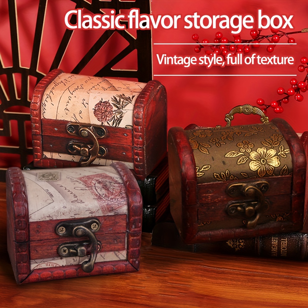 Retro Distressed Small Wooden Box Classic Hot Small Box Rose - Temu