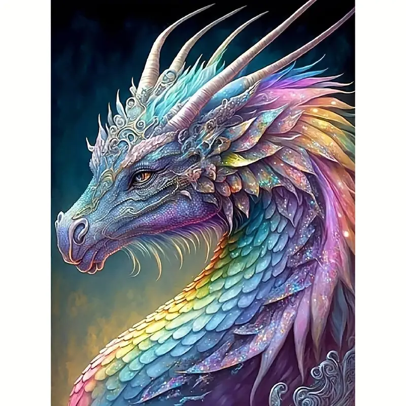 5d Artificial Diamond Painting Set Colorful Dragon Suitable - Temu