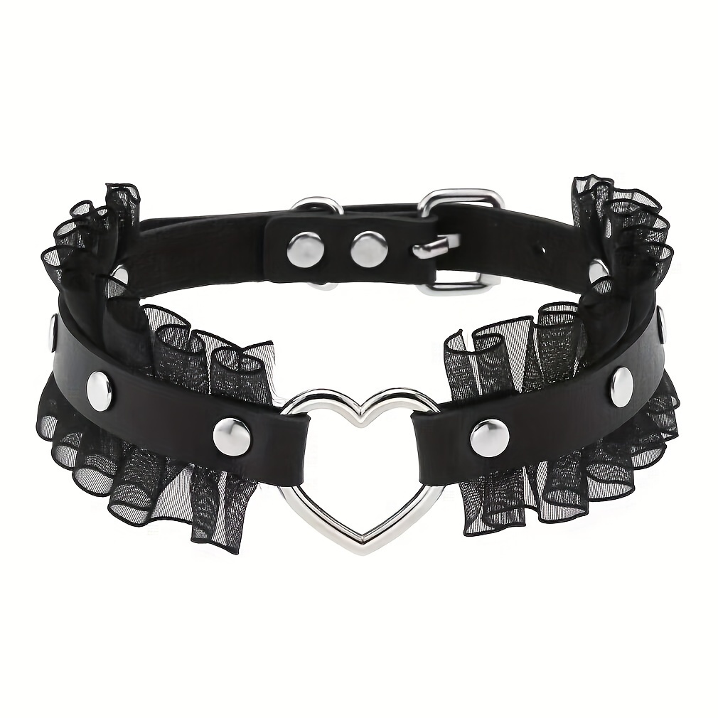 Harajuku spiked choker sexy metal black punk necklace Leather goth