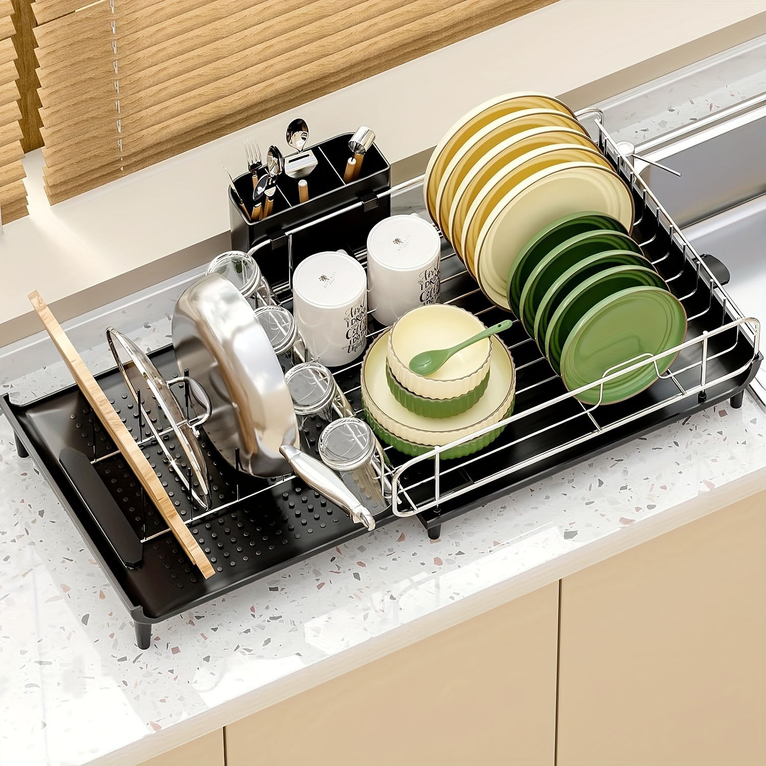 Dish Drying Rack, Expandable Dish Racks for Kitchen Counter