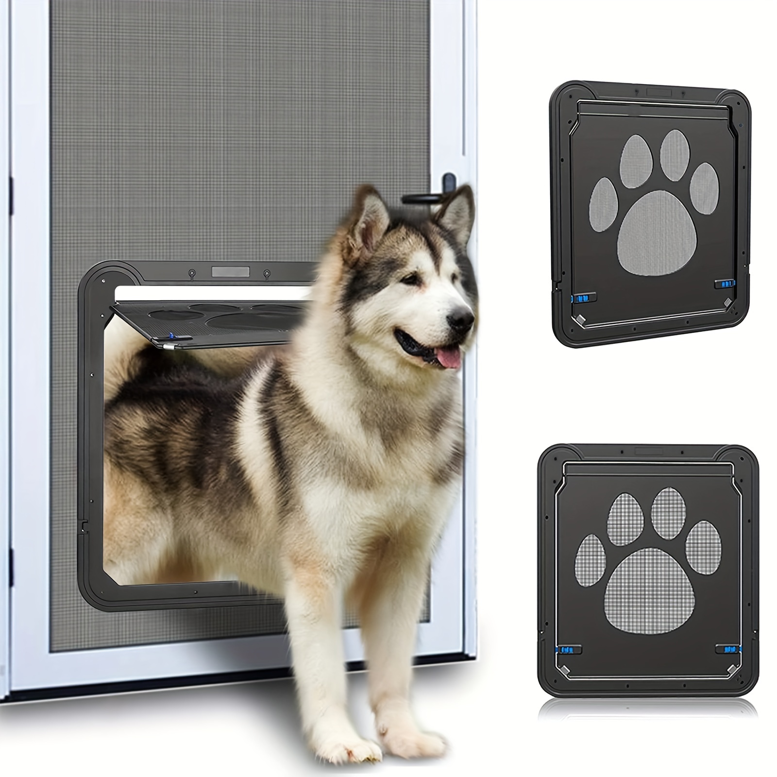 

Pet Screen Door, Magnetic Flap Screen Automatic Lockable Black Door For Small Dog And Cat Gate, Easy To Install (external Frame 16x 14inch, Flap Opening Size Is 14" X 12")
