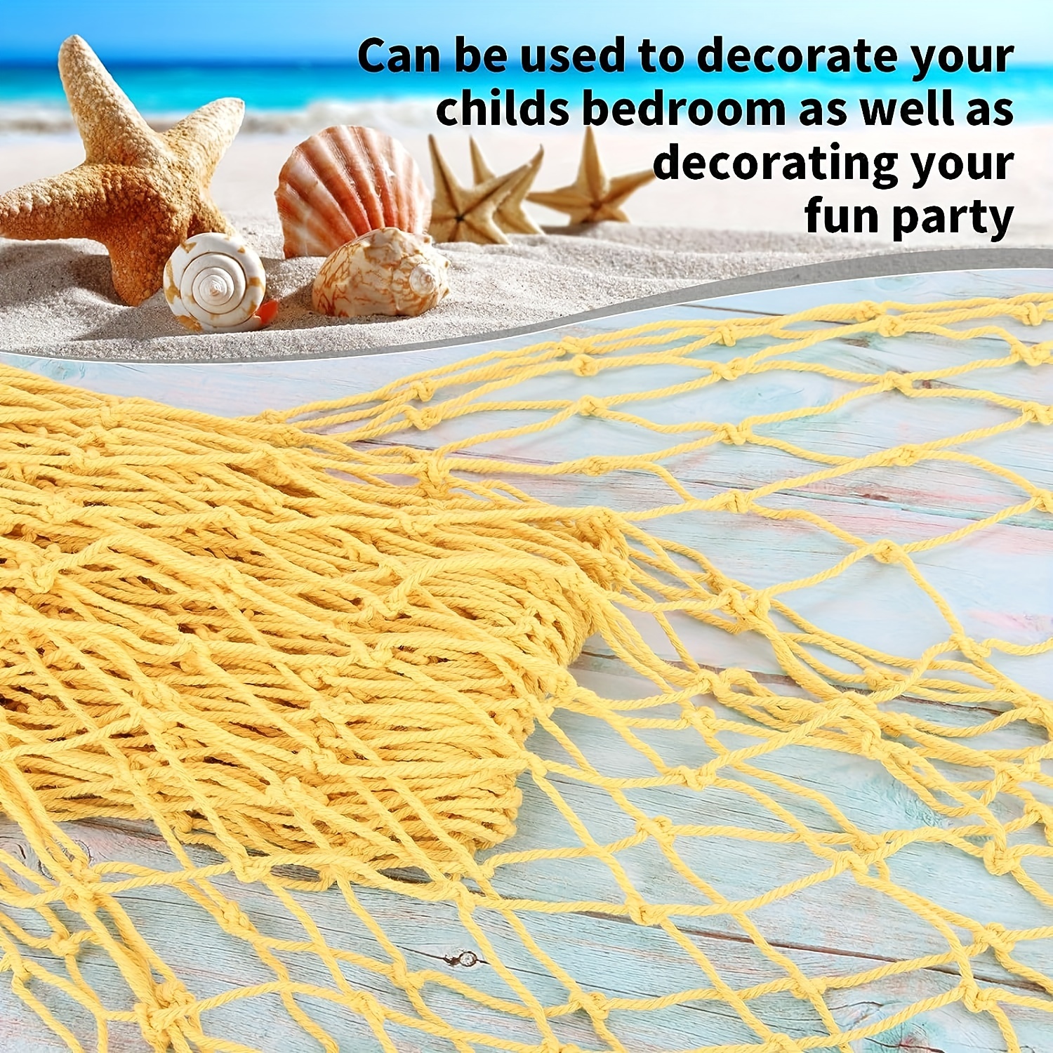 Popvcly Fishing Net Beach Theme Decor for Party Home Living Room Bedroom 78 inch Mediterranean Style Decor Wall Decoration, Size: 40, Blue