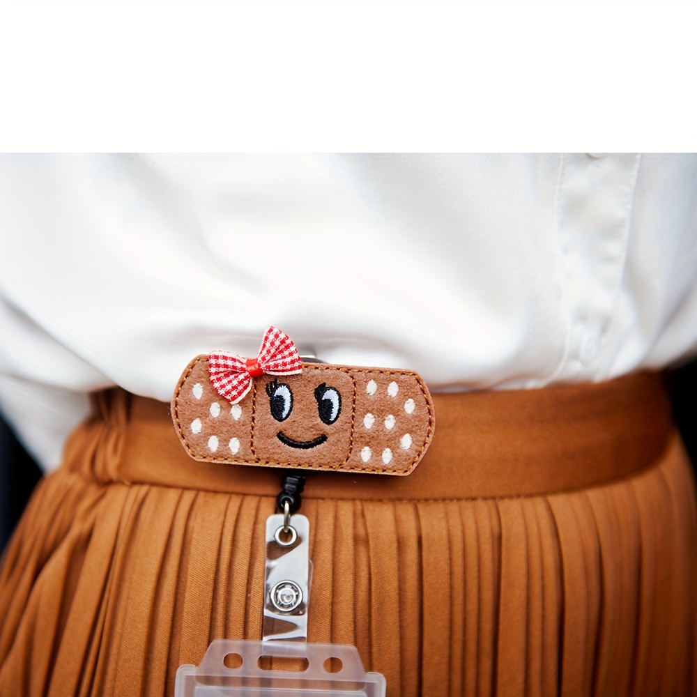 1pc Nurse Retractable Badge Reel With Clip I'm Stuck On You ID Badge Holder  Cute Bandaid Badge Funny Brown Glitter Badge Reel Gift For RN LPN CNA Nurs