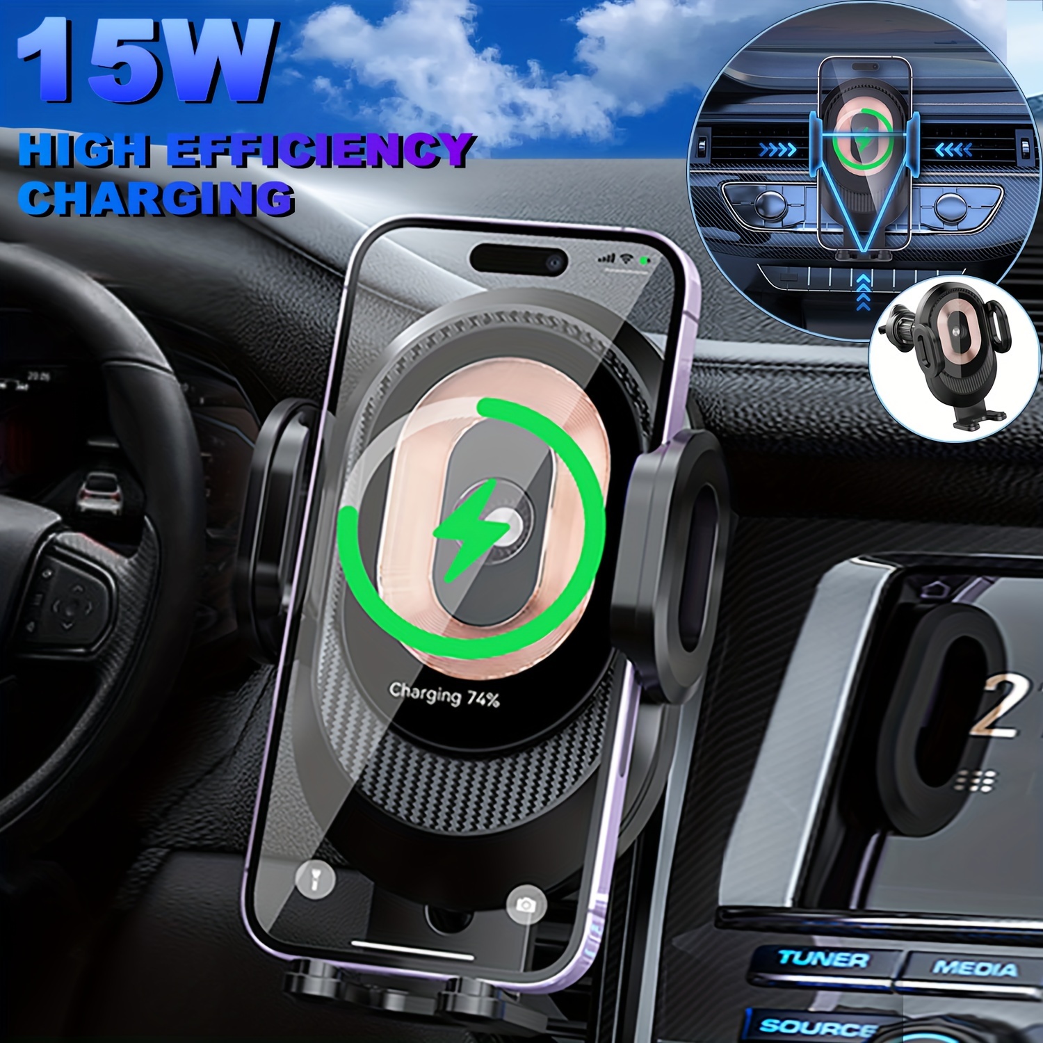 Handyhalterung Auto mit Ladefunktion für den CD Schlitz, KFZ Handy  Halterung mit Induktion Wireless Charger für den CD Player