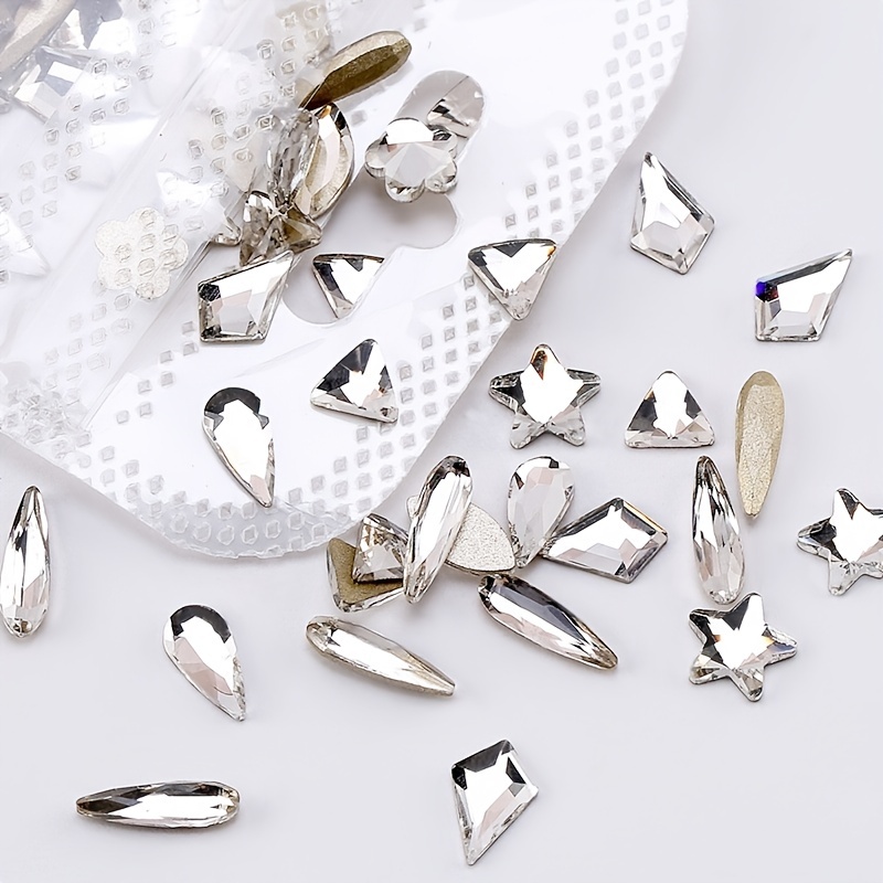  Sew On Rhinestones 50PCS Heart Rhinestones with Silver