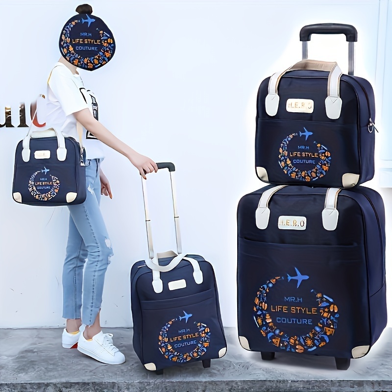 2pcs short distance trolley travel bag set womens large capacity portable travel luggage case hand held bag boarding trend business trip duffel bag