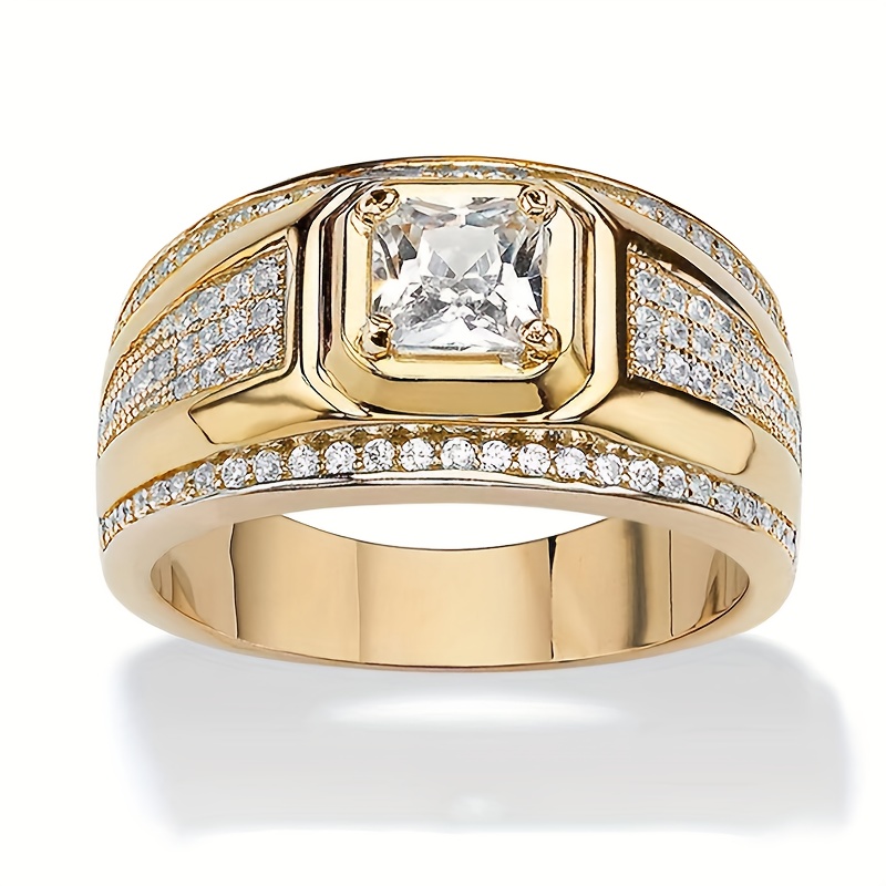 Stylish Men's Zirconia Business Ring with Four Claw Setting