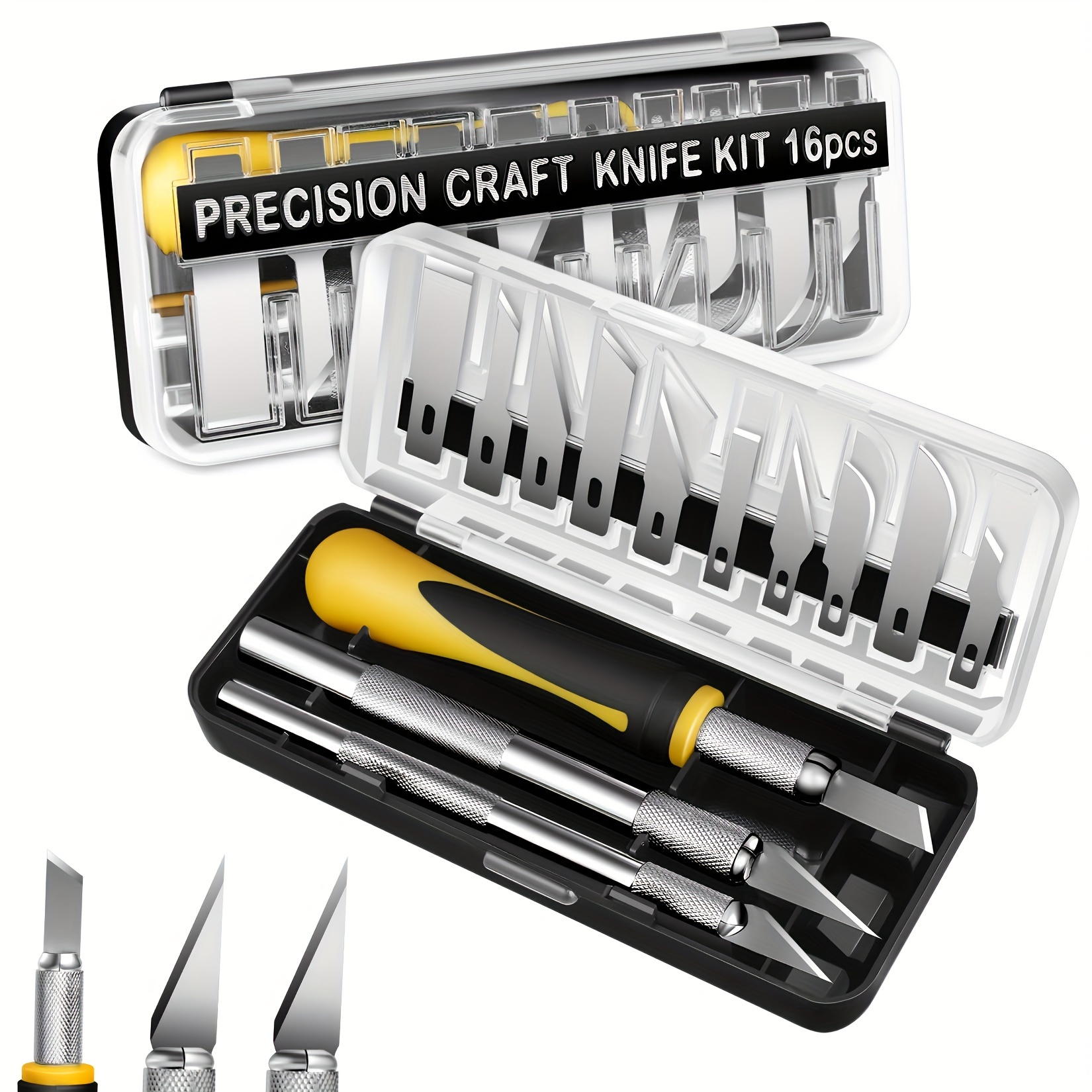 13pcs Precision Craft Hobby Knife Kits, Utility Art Exacto Knife Sets,  Sharp Razor Knives Tool For Carving, Architecture Modeling, Scrapbooking,  DIY Art Work Cutting