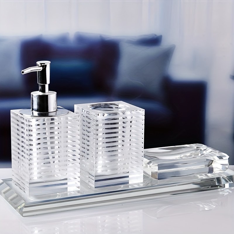 Stylish Glass Bathroom Accessories Set Includes Lotion - Temu Germany