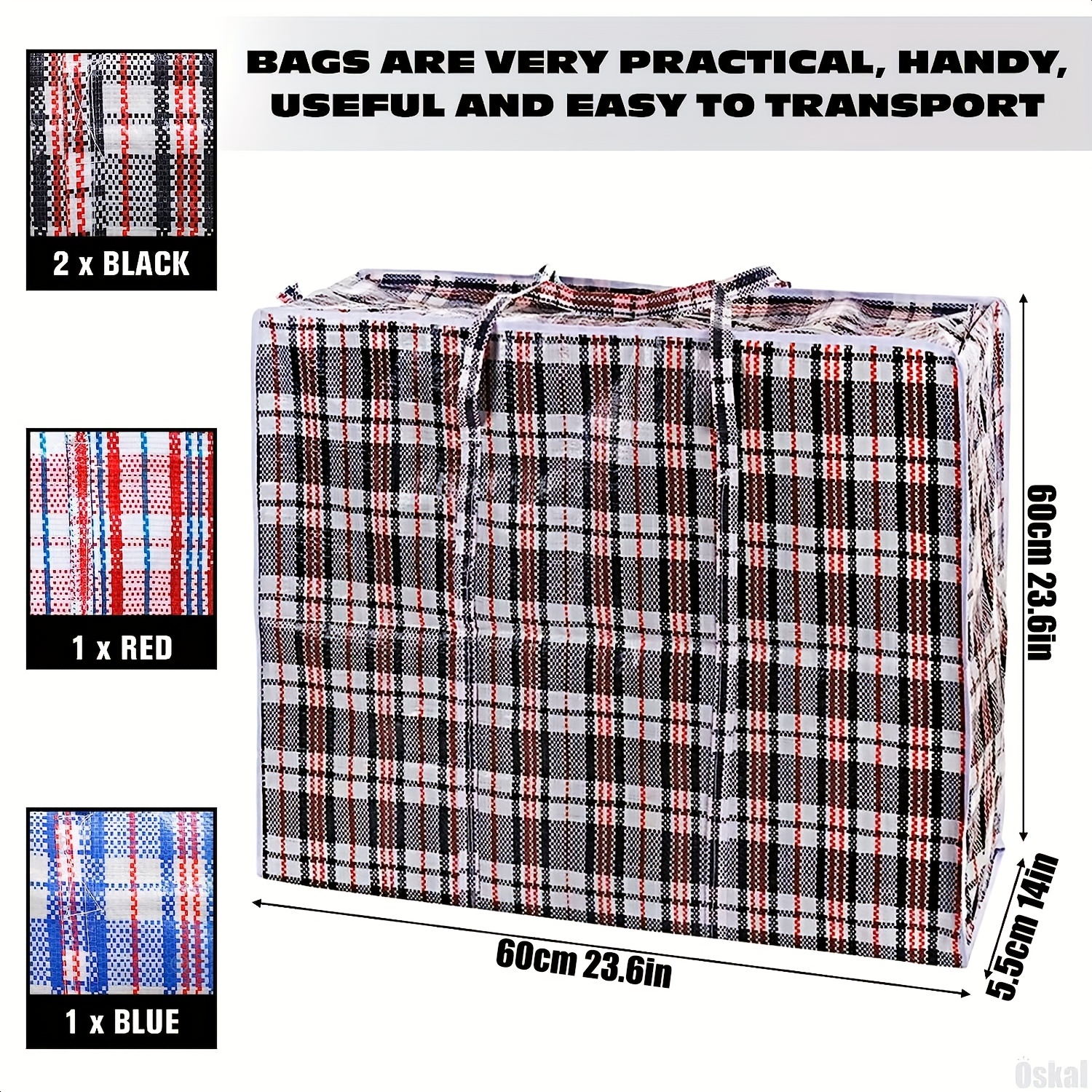 Large Storage Bags with Zipper and Handles for Travel, Laundry