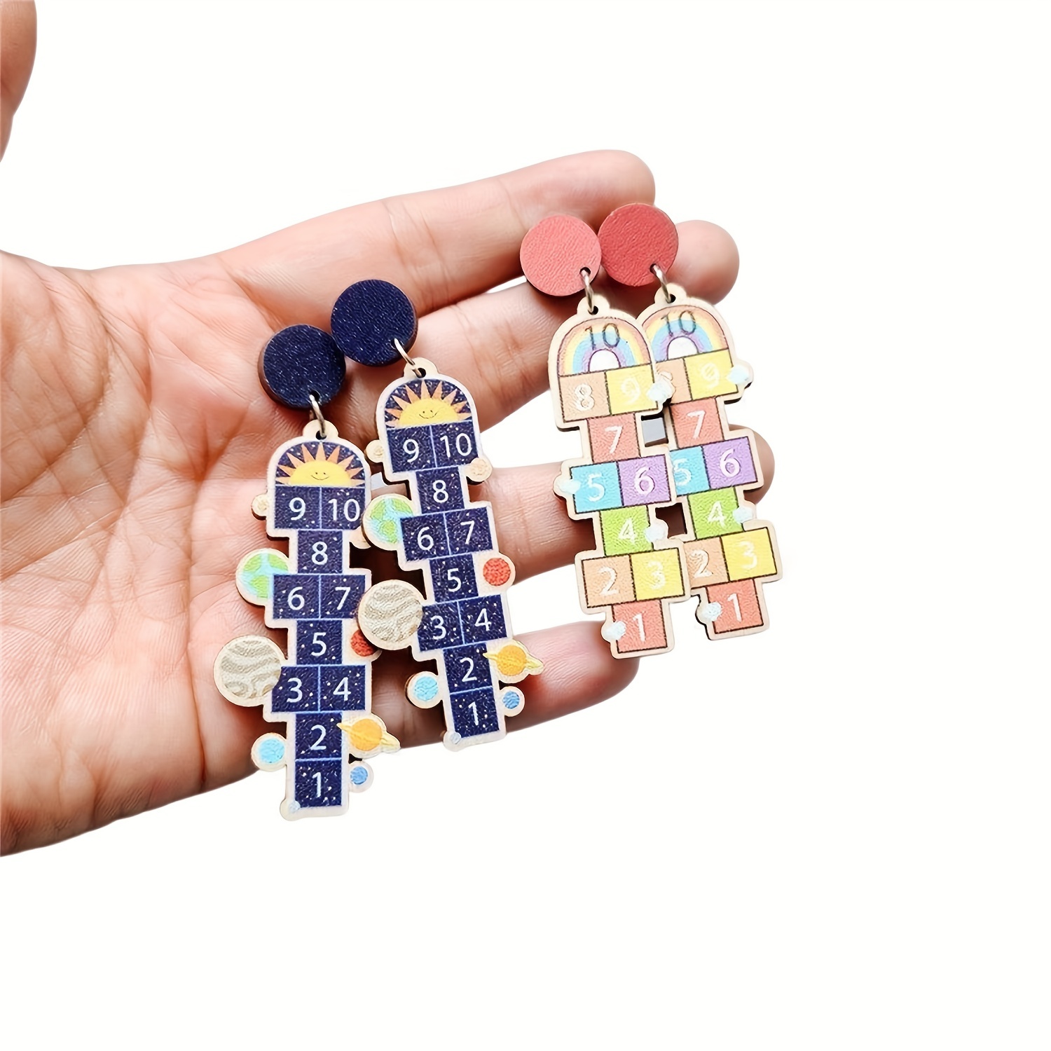 Maths Earrings 1 Pair Number Jump Grid Dangle Earrings Graduation Gift