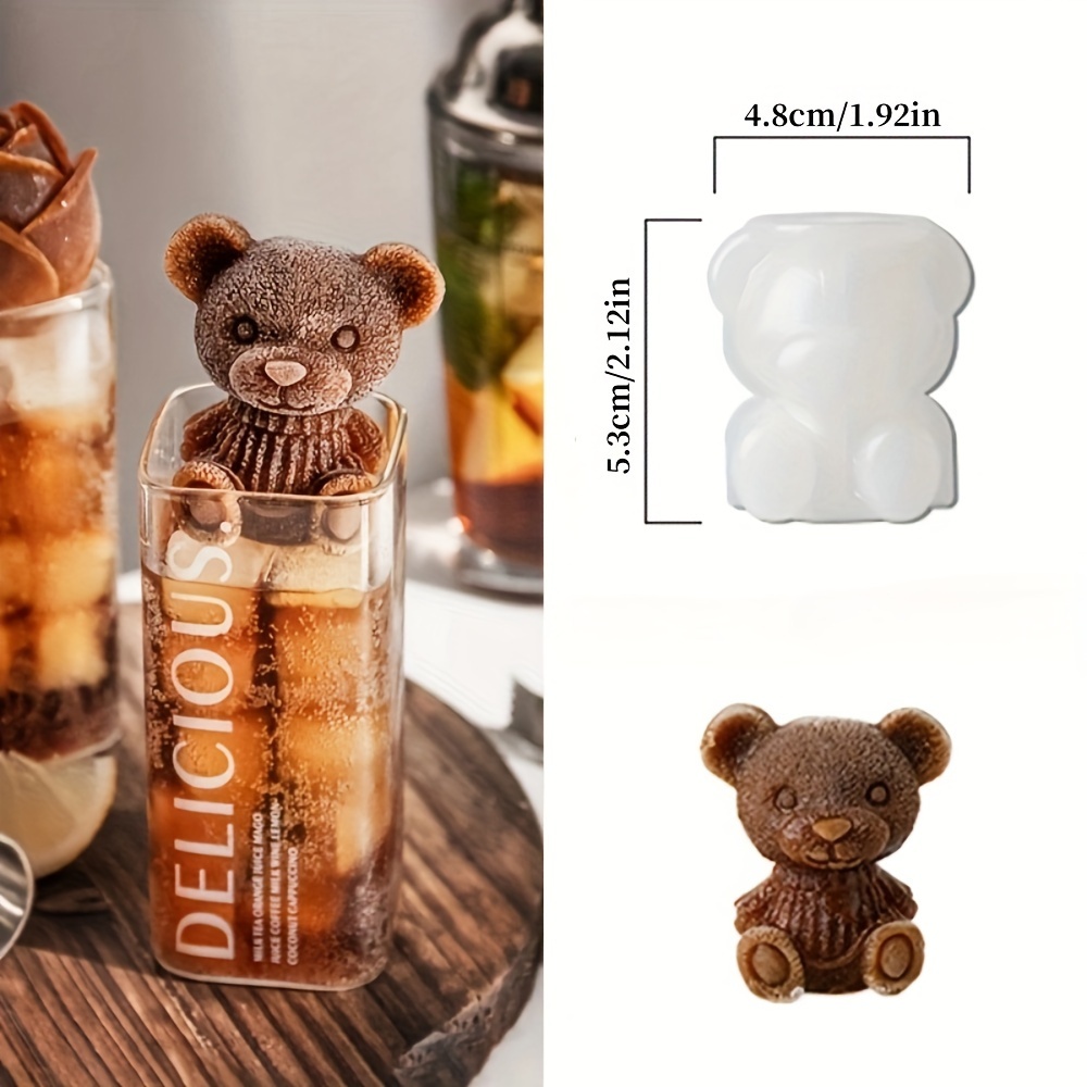 Cream Cake Decor New Teddy Bear Chocolate Silicone Mold Ice Cube Mold  Silicone Kitchen Baking Accessories For Drink Coffee Ice Color: Bear, Size:  S