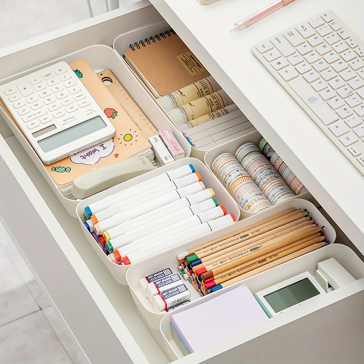 Organizador de cajones tipo cajón debajo del escritorio, caja de  clasificación de papelería Invisible, estante de almacenamiento de  papelería para oficina y dormitorio - AliExpress