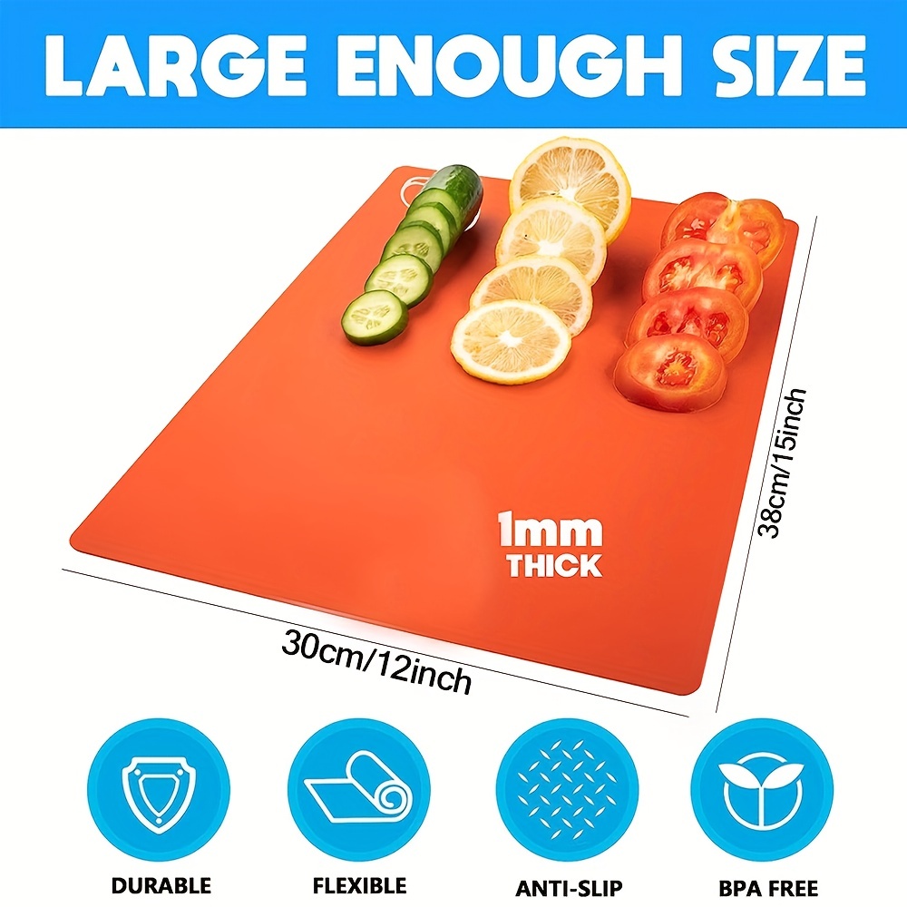 Plastic Cutting Board, Chopping Board, Extra-thick Flexible Cutting Board  For Cooking, Non-slip Cutting Board With Colorful Food Icons, Dishwasher  Safety, Kitchen Gadgets - Temu
