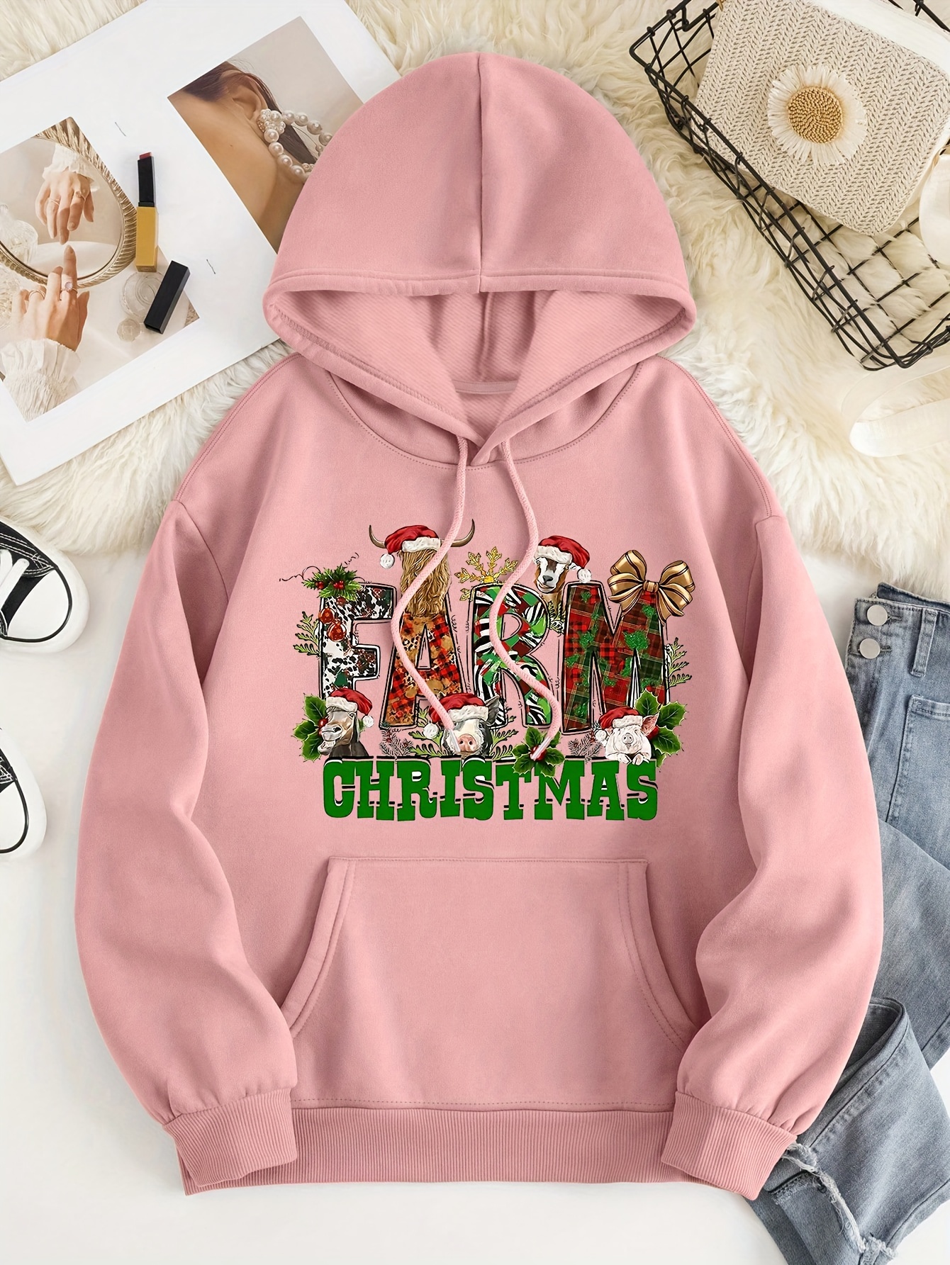 Sudadera Capucha Cordón Estampado Rosas Sudadera Capucha - Temu Mexico