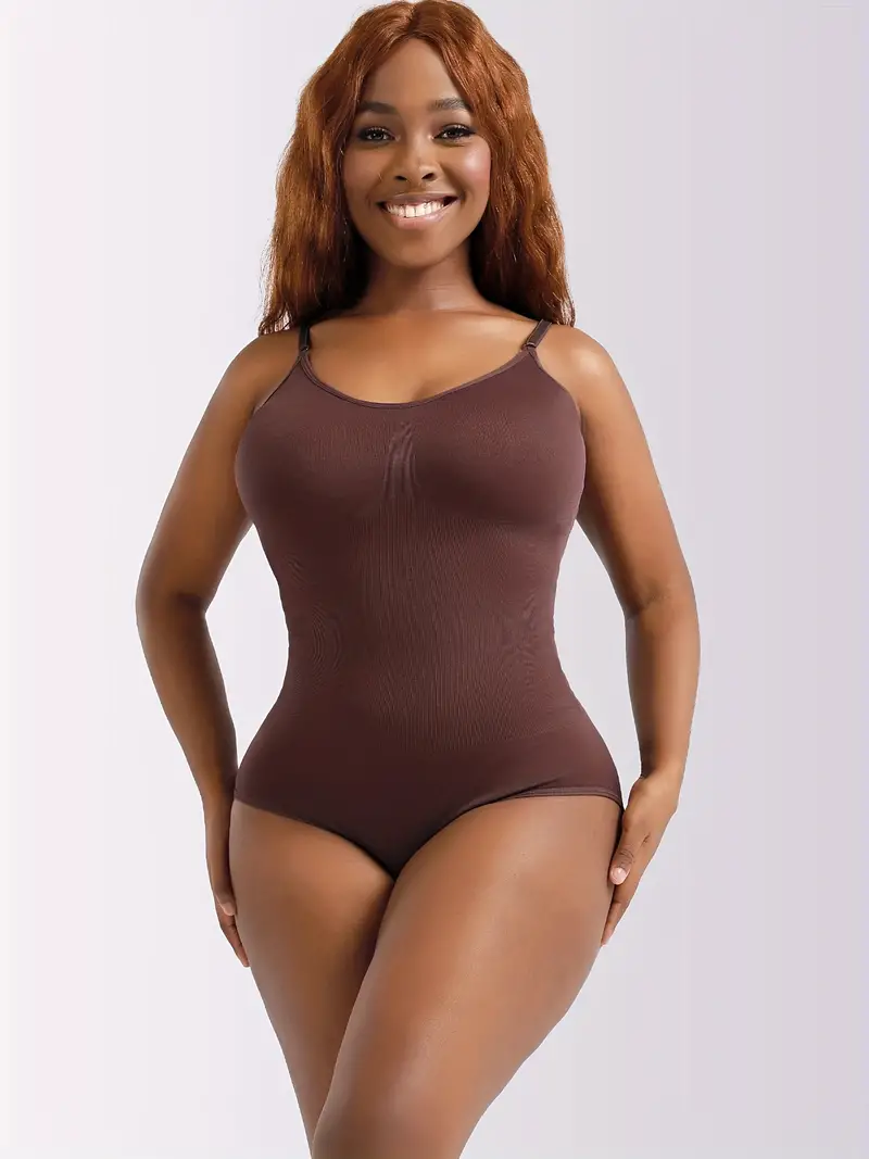 Women's Seamless Firm Control Bodysuit With Adjustable Straps For