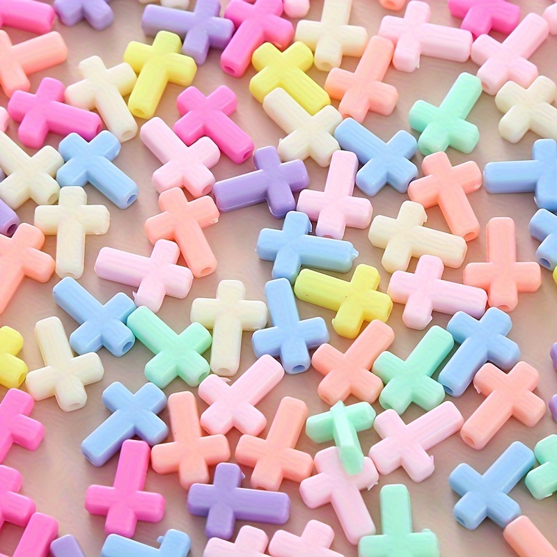 

50/100pcs 10 Colors Macaroon-colored Cross Loose Beads For Diy Necklace Bangle Jewelry Making, Perfect Easter Gift