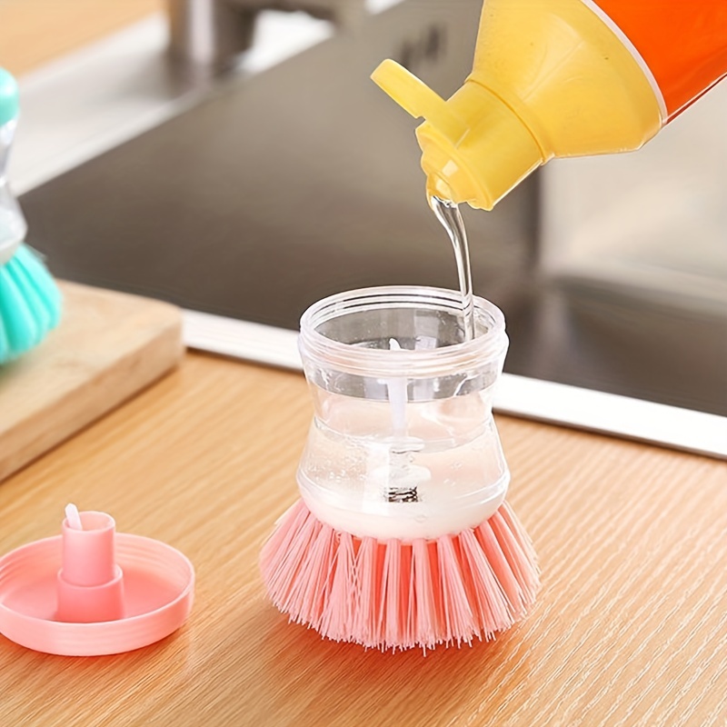 1pc Color Random Soap Dispensing Brush, Automatic Dish Scrubber,  Multi-purpose Kitchen Cleaning Tool