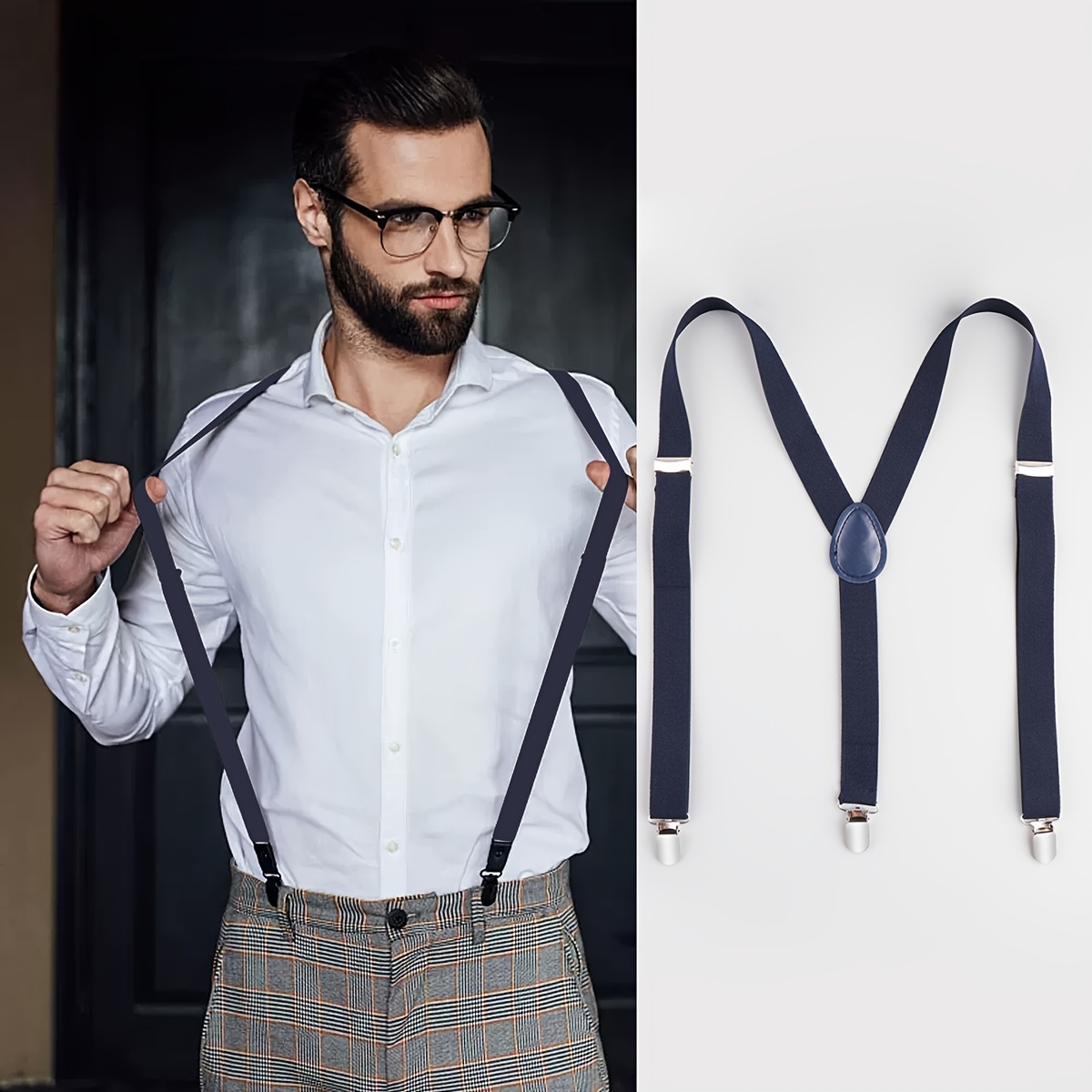Suspenders For Men Set Adjustable 1 Inch Wide Y Shape Wedding Suit