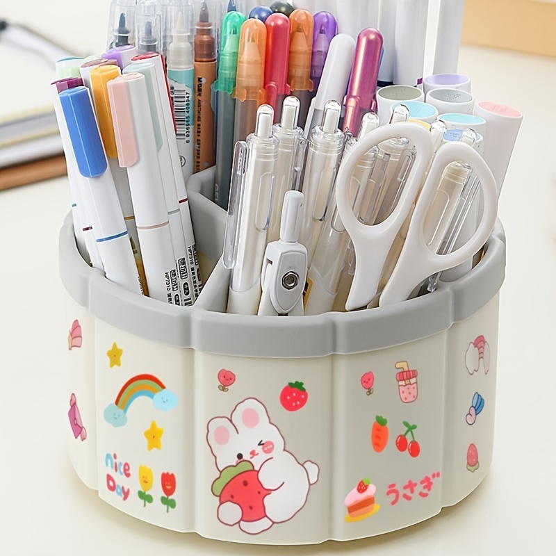  Large Kawaii Rotary Pen Holder with Stickers Cute