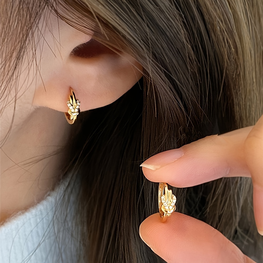 Creative Twisted Hoop Earrings Inlaid Zirconia