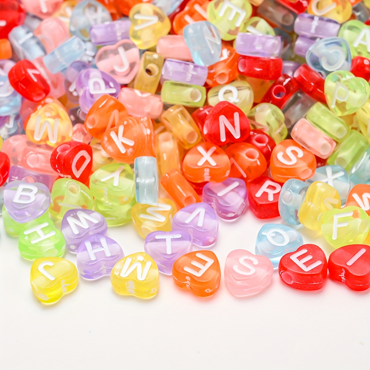 

500pcs/lot 7mm Heart Shape Acrylic Colorful Letter Beads Loose Spacer Beads For Jewelry Making Diy Bracelet Necklace Earrings Handicrafts Small Business Supplies