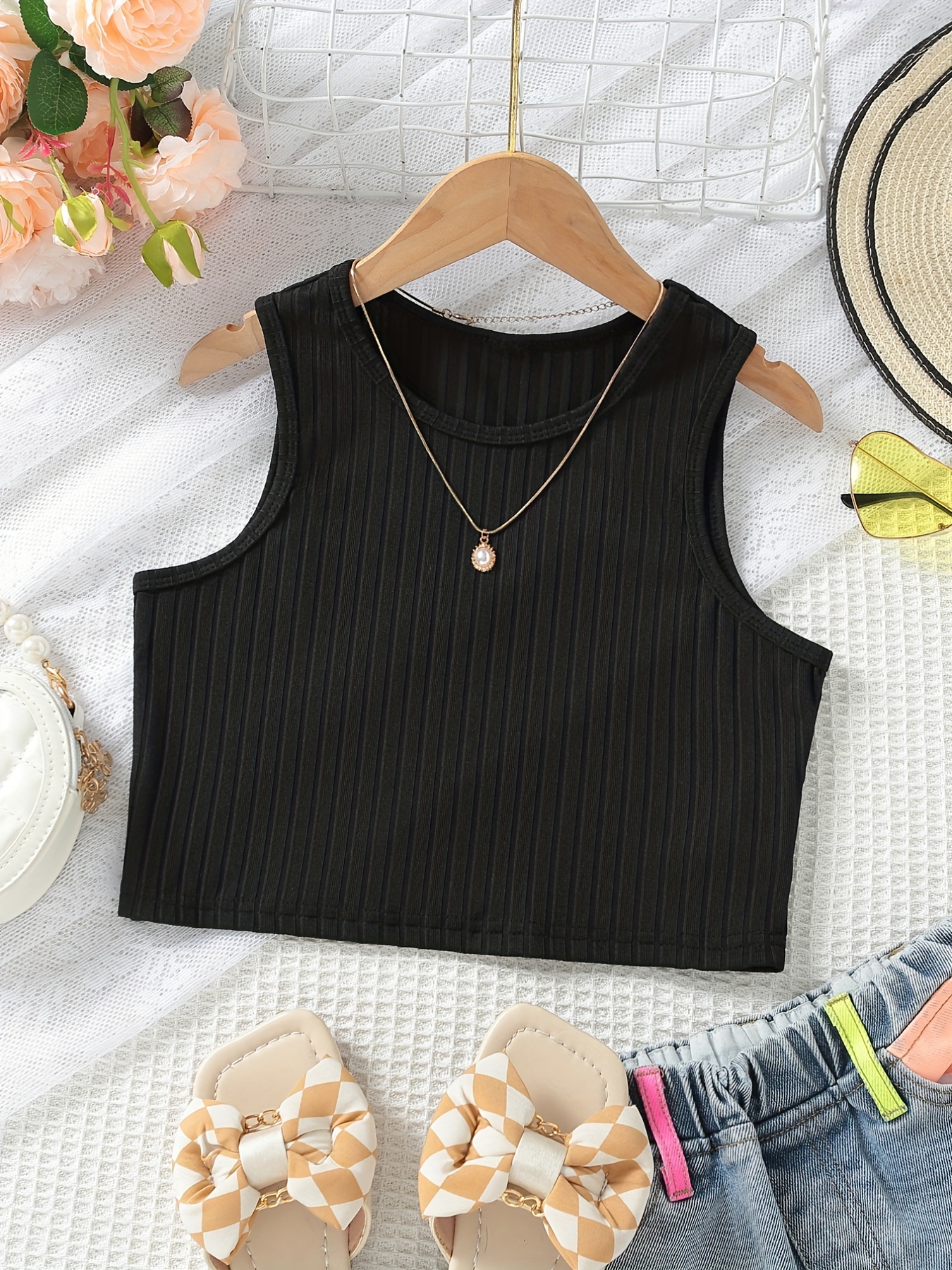 Short Jersey Camisole Top #sando #outfit #tank #tops #girls
