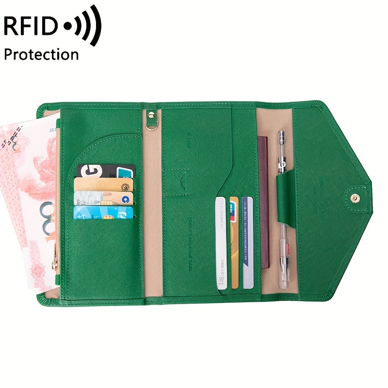 Multi Functional Rfid Blocking Travel Wallet Solid Color - Temu Canada