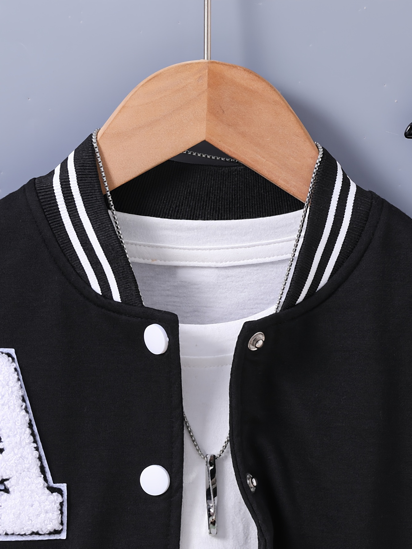 100% Mama's Mini Print Varsity Jacket For Kids, Preppy Style Bomber Jacket,  Button Front Long Sleeve Coat, Boy's Clothes For Spring Fall Outdoor - Temu