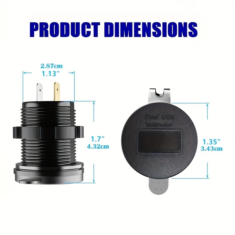 Waterproof Dual USB Charger Socket Power Outlet 4.8A with Wire In-line 10A  Fuse