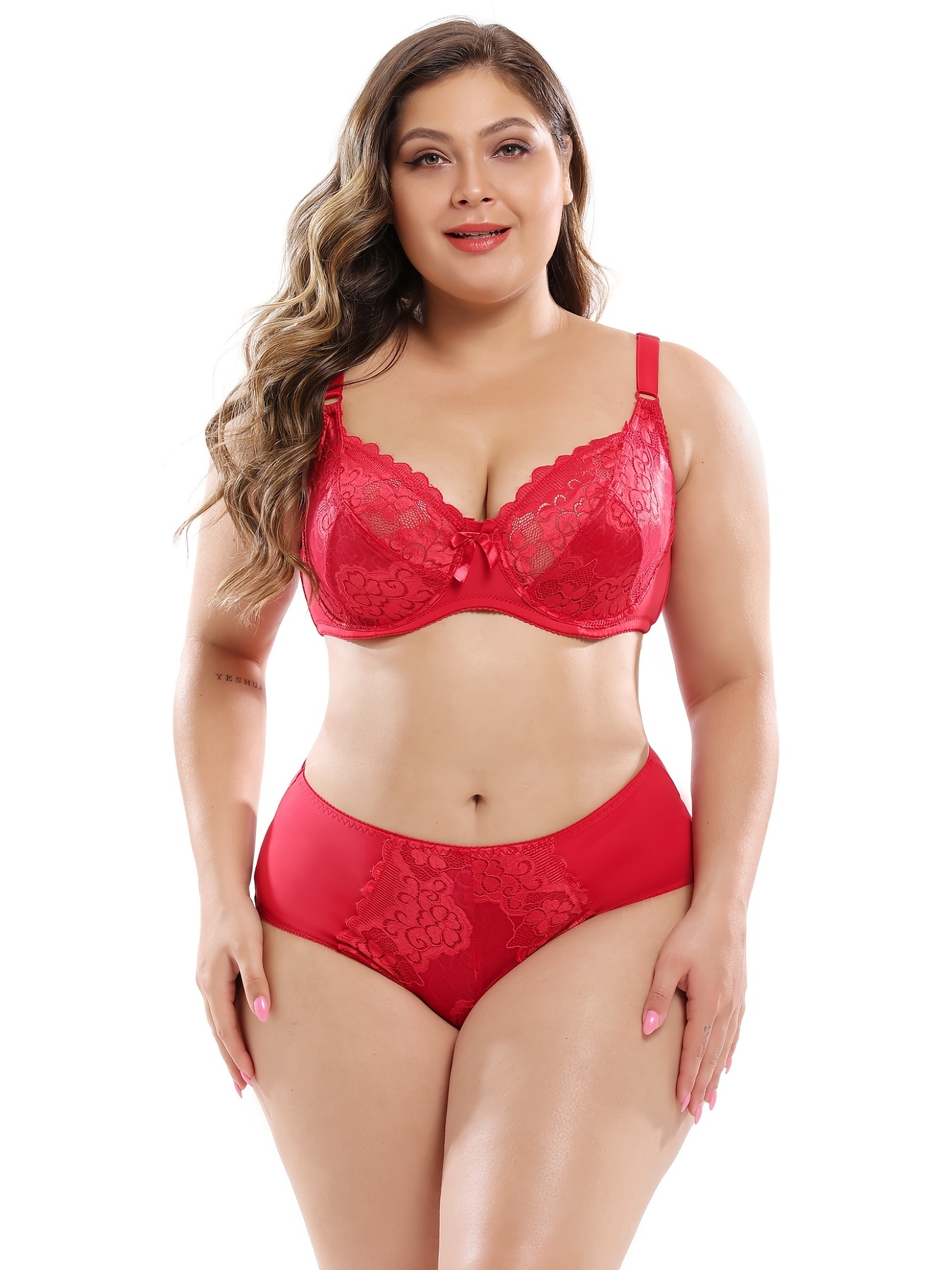 Women's Push Up 2-Piece Lingerie Plus Size High Waisted Underwire