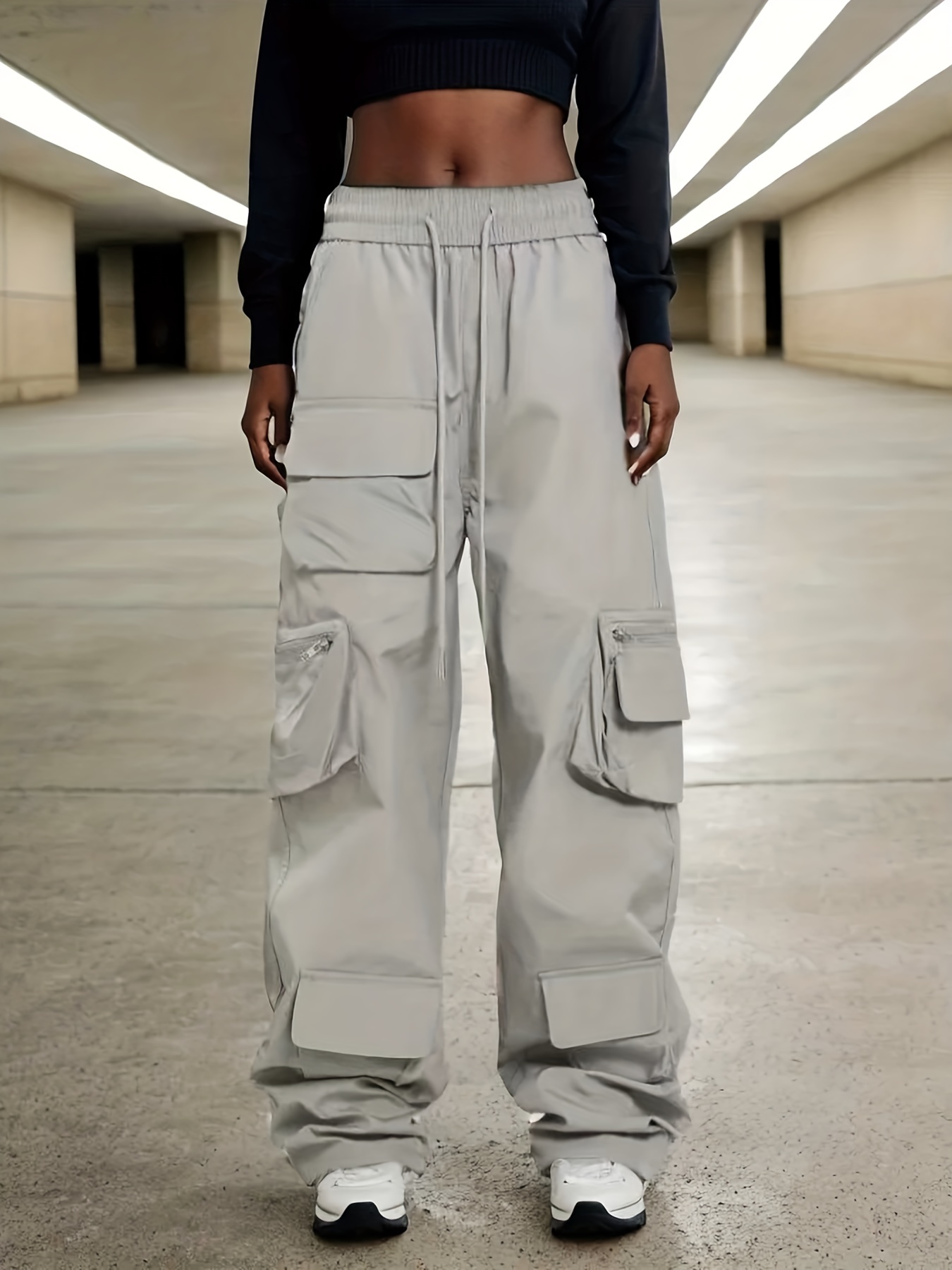 Drawstring Cargo Pants Solid Casual Pants Women's Clothing - Temu