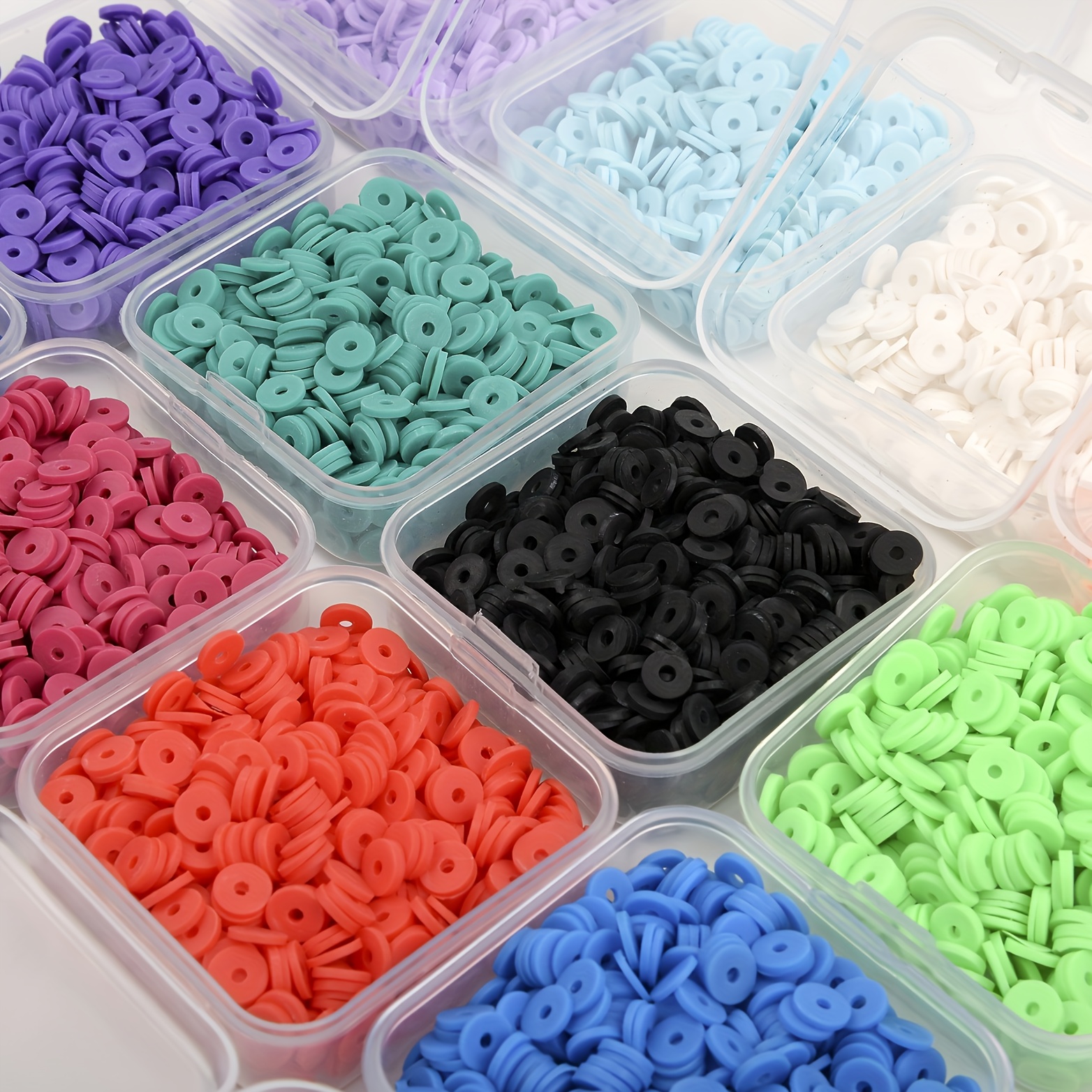 Clay Beads for Jewelry Making 6mm Rainbow Disc Flat Bead Kit Cute