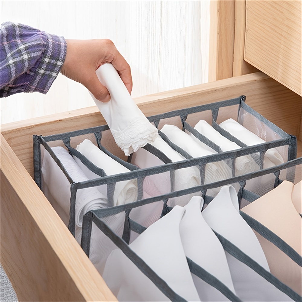  ZZSRJ Organizador de armario, ropa interior, calcetines, caja de  almacenamiento de tablillas para el hogar, organizador de cajones plegable  (color : 6 rejillas-gris) : Hogar y Cocina