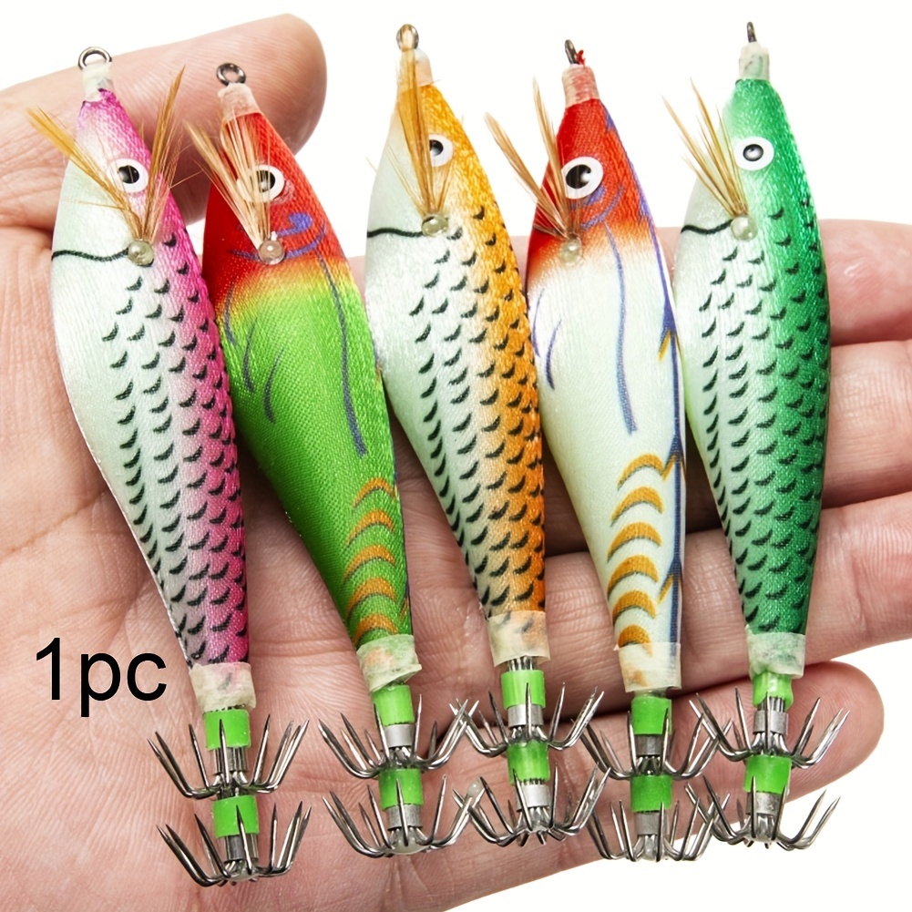 10Pcs/Box Luminous Squid Jig Shrimp Bait Lifelike Simulation Squid