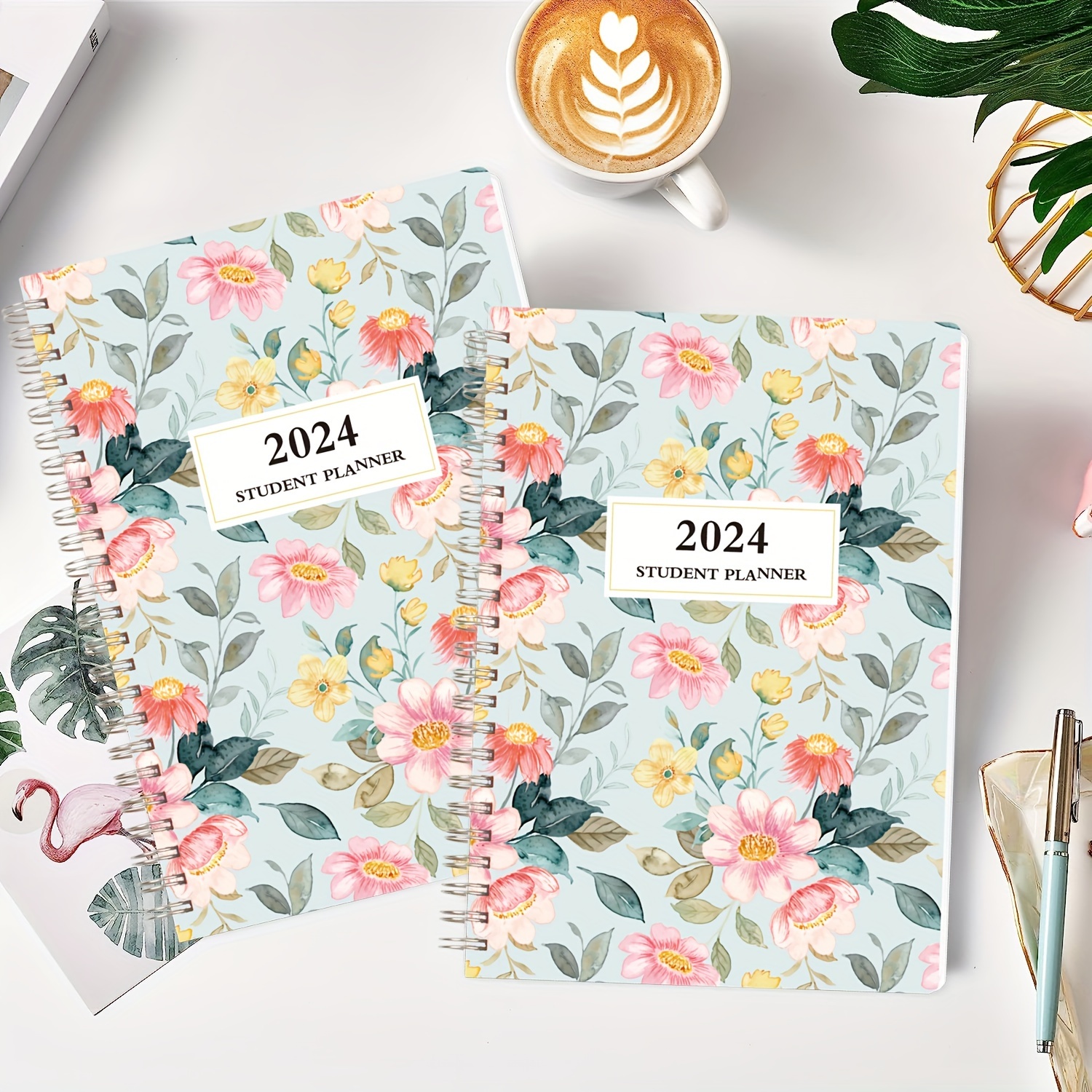 Spiral Annual Planner Flower Monthly List January 2024 - Temu