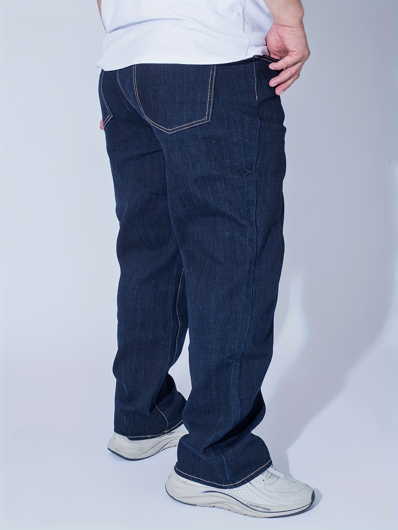 Plus Size Men's Mid Straight Leg Jeans Dark Indigo - Temu Canada