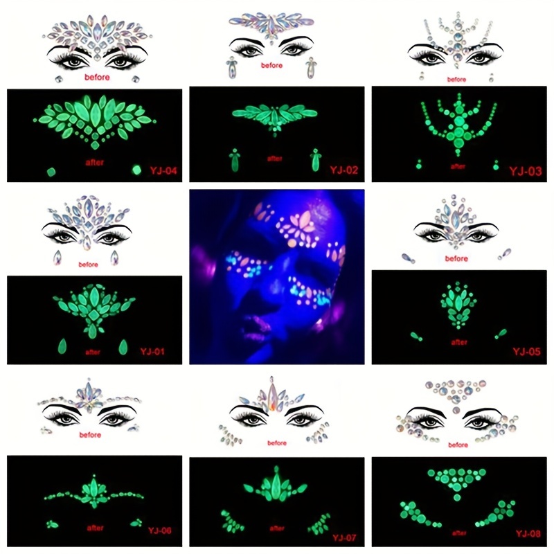 Rhinestone Jewels Body Adhesive Stickers 3D Tattoo Face Gems Party Festival  Gift
