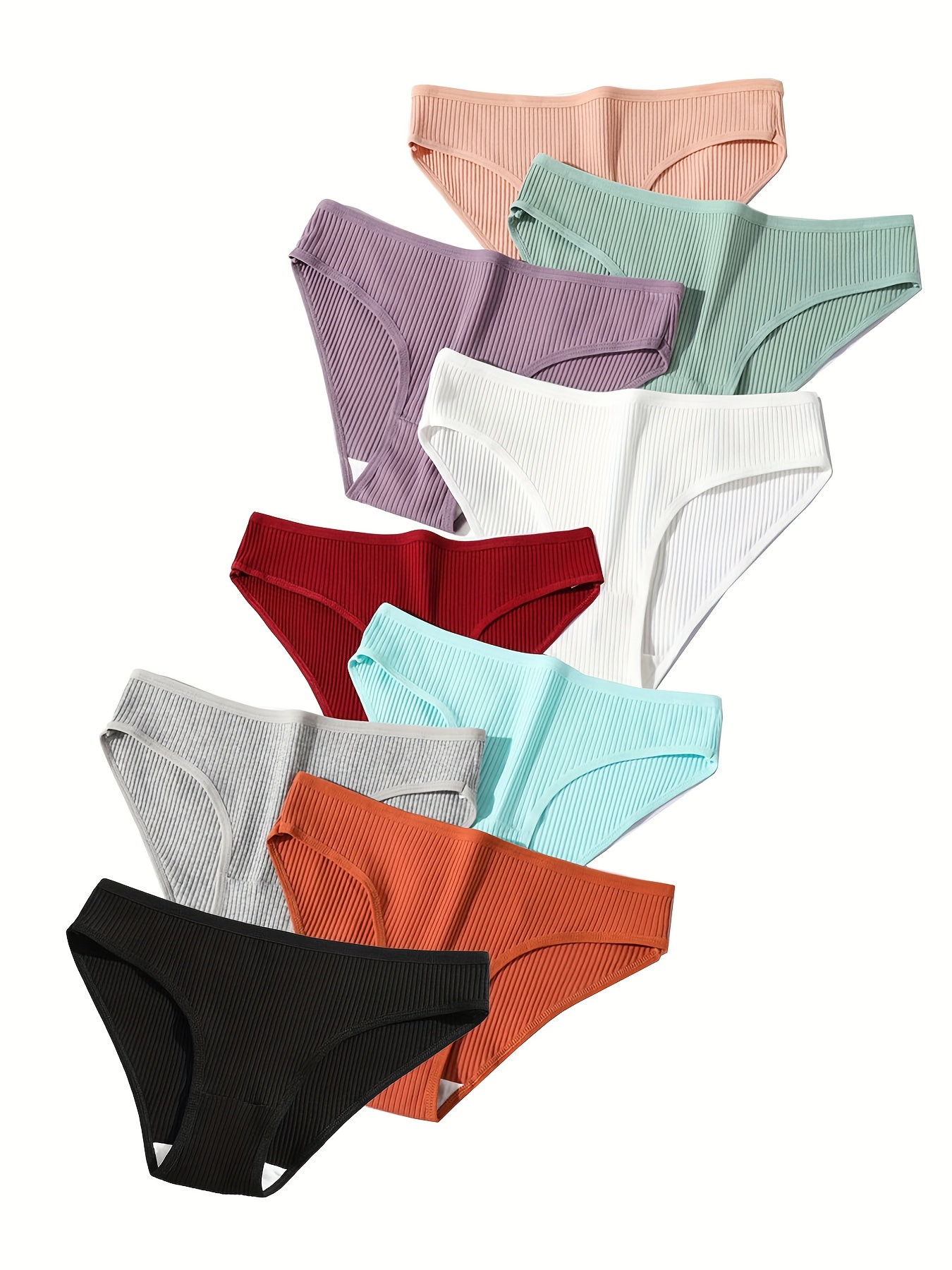 Seamless Ribbed Cotton Low Waist Bikini Panties, Women's Underwear &  Lingerie