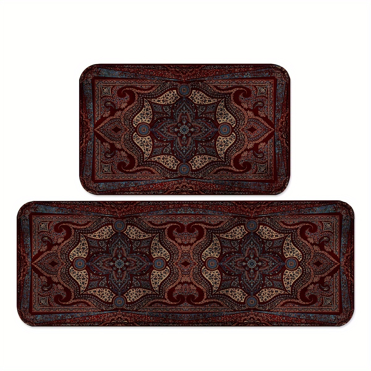 

1/2pcs Medallion Pattern Kitchen Mats, Non-slip And Washable Carpets, Comfortable Dining Room Runner Rugs, For Kitchen, Home, Office, Sink, Laundry, Bathroom, Spring Decor, Sets 2 Piece