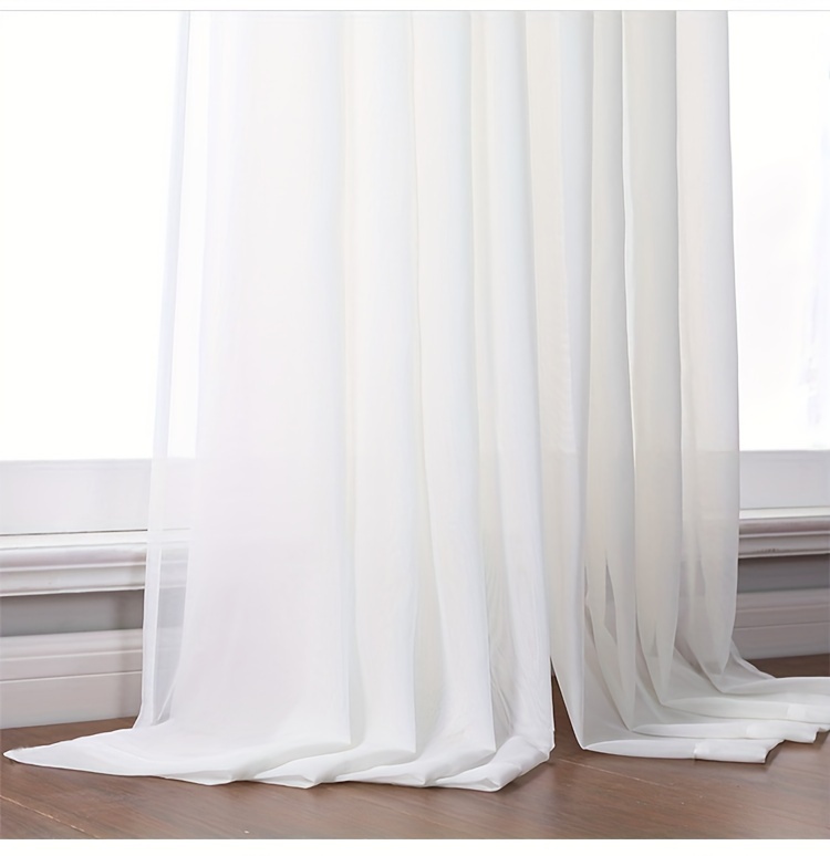 elegant white chiffon curtain versatile washable for living room bedroom office   decor details 4