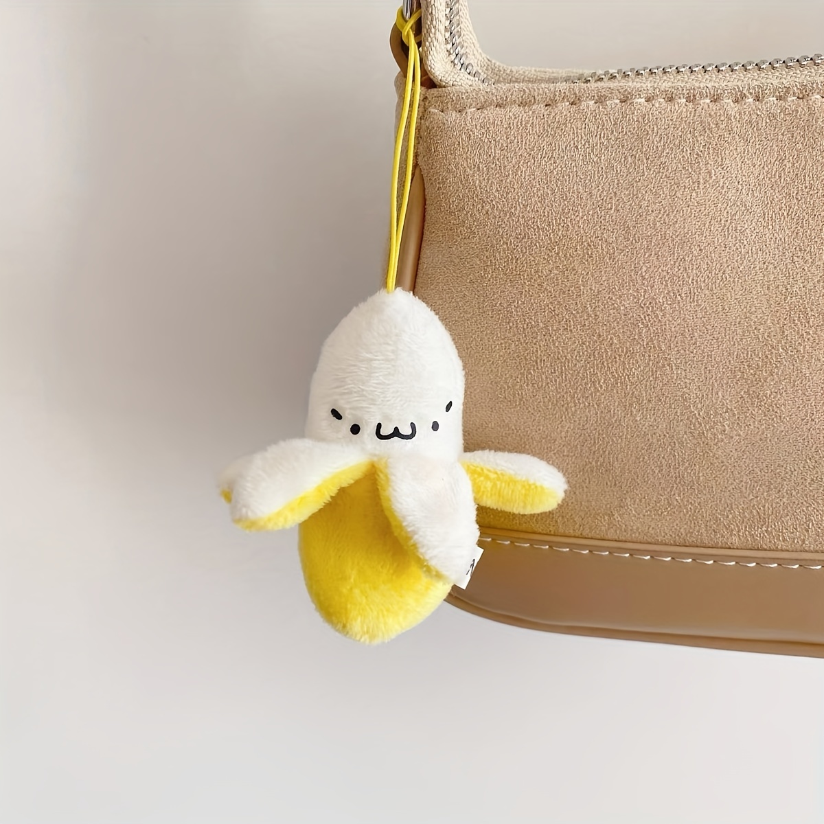 Cute Plush Banana Shaped Toy Mobile Phone Bag, Creative Fruit Keychain  Pendant, Accessory Doll