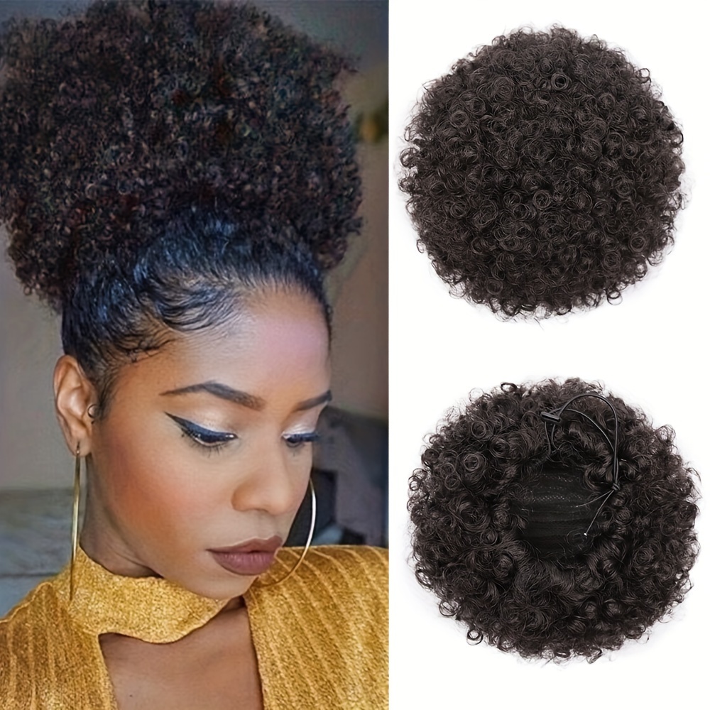 Afro Puff Drawstring Ponytail Kinky Curly Puff Clip In Piece For Women Synthetic Hair Bun Hair Accessories
