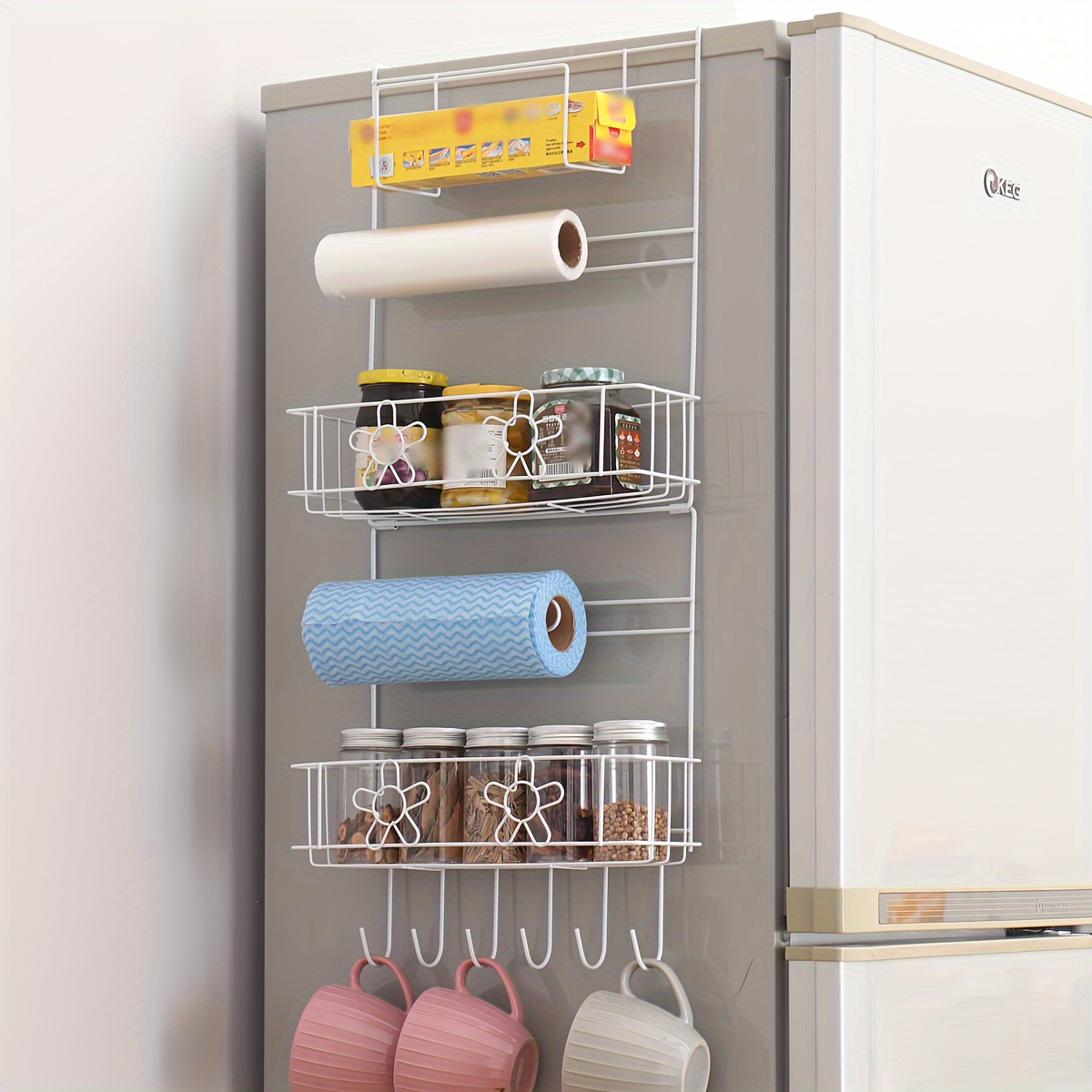 Estante de almacenamiento multifuncional para refrigerador, estante de  almacenamiento de pared lateral del refrigerador, estante de almacenamiento